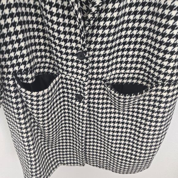 Old Navy Women's 3X Black & White Houndstooth Overcoat Button Up Long Cardigan - Picture 3 of 7